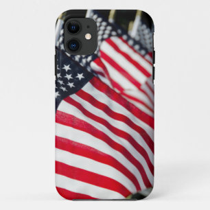 Historic military cemetery with US flags iPhone 11 Case