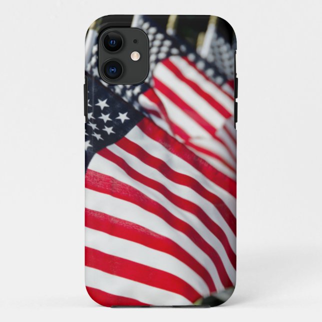 Historic military cemetery with US flags Case-Mate iPhone Case (Back)