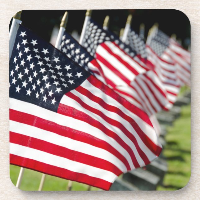 Historic military cemetery with US flags Drink Coaster (Front)