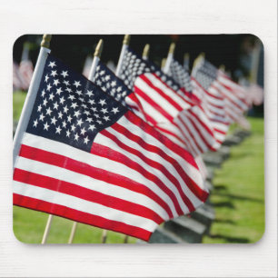 Historic military cemetery with US flags Mouse Pad