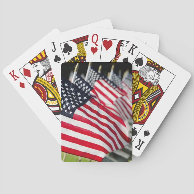 Historic military cemetery with US flags Poker Cards (Back)