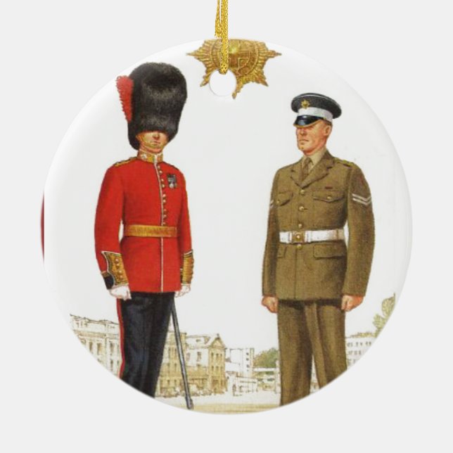 Historic military Uniforms, Coldstream Guards Ceramic Ornament (Back)