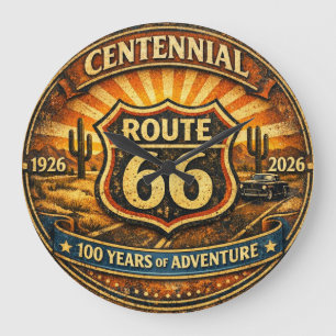 Historic Mother Road Sunset Centennial Timepiece Large Clock