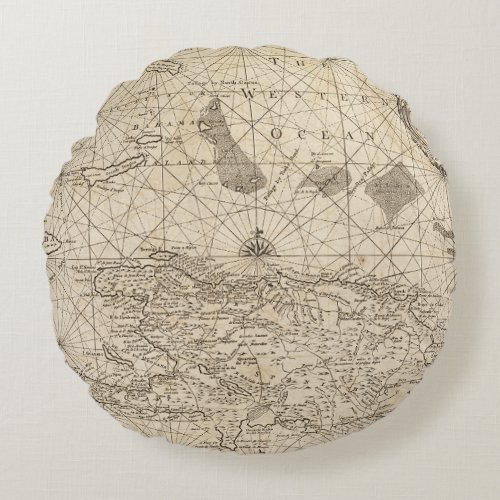 Historic Nautical Chart Design Throw Pillow