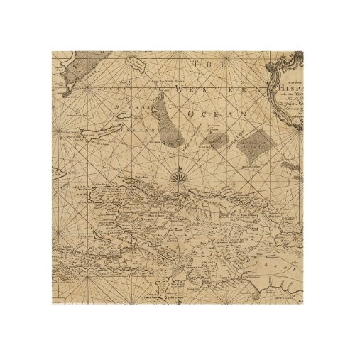 Historic Nautical Chart Design Throw Pillow Wood Wall Art