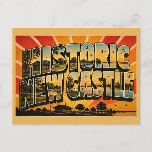 Historic New Castle Delaware Riverfront Park Art Postcard