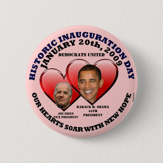 HISTORIC OBAMA INAUGURATION 1-20-2009 - Customized Pinback Button (Front)