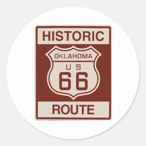 Historic Oklahoma RT 66 Classic Round Sticker