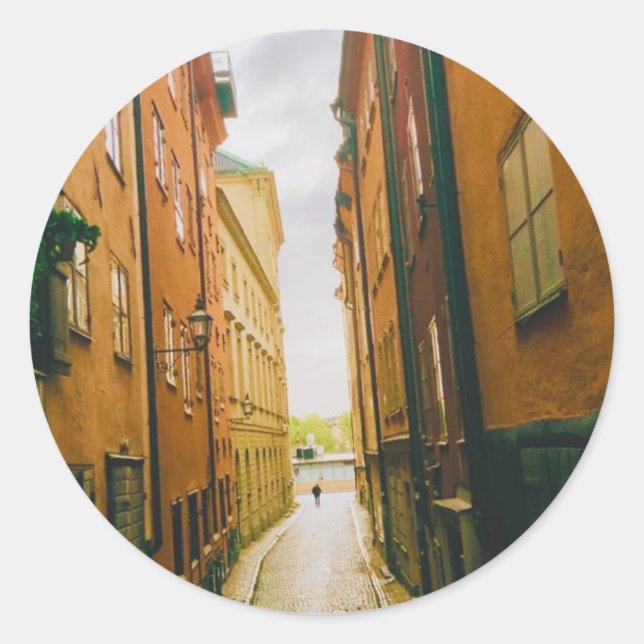 Historic old town, Gamla Stan, Stockholm, Sweden Classic Round Sticker (Front)