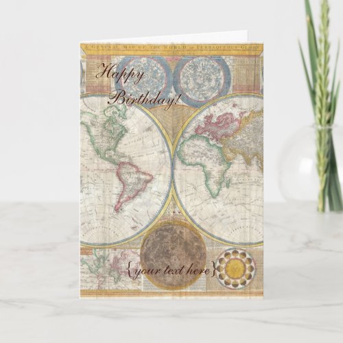 Historic Old World Map 1794 _ Happy Birthday Card