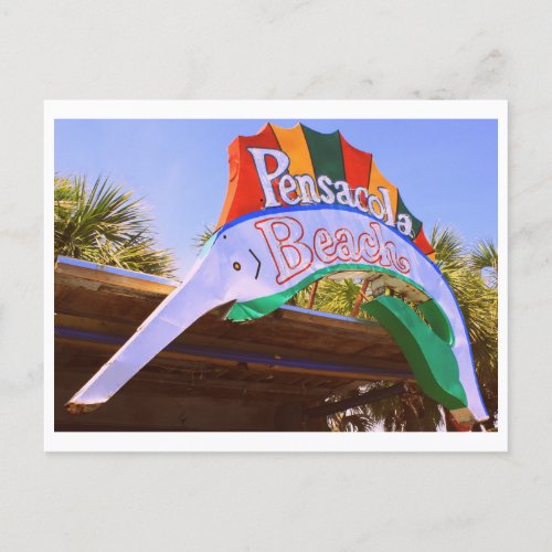 Historic Pensacola Beach Neon Sign Postcard