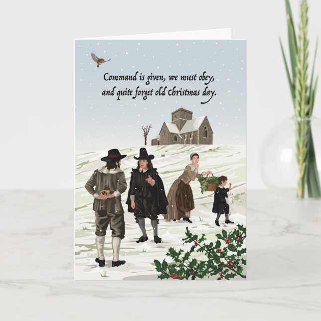 Historic Puritan Christmas Canceled  Holiday Card (Front)