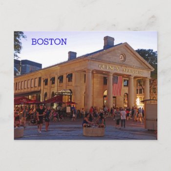 Historic Quincy Market Downtown Boston Postcard by judgeart at Zazzle