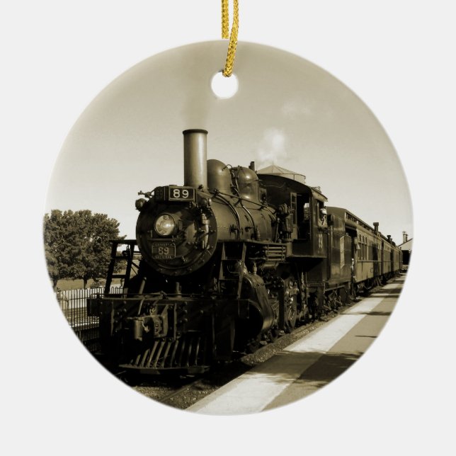 Historic Railroad Ceramic Ornament (Front)