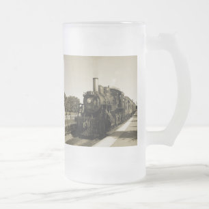 Historic Railroad Frosted Glass Beer Mug