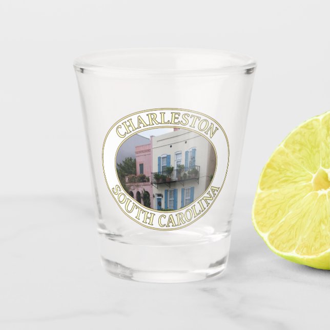Historic Rainbow Row Homes, Charleston, SC Shot Glass (Front)