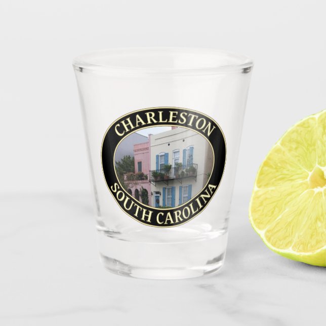 Historic Rainbow Row Homes, Charleston, SC Shot Glass (Front)