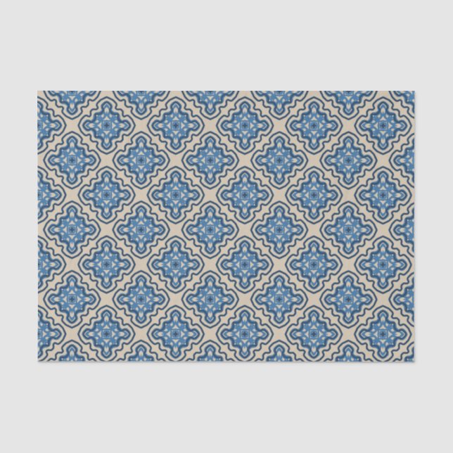 Historic Ranch Dismal Damask Delft Blue Sand Tissue Paper (Front)