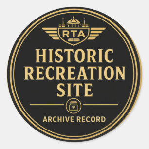 Historic Recreation Site RTA Archive Record Classic Round Sticker
