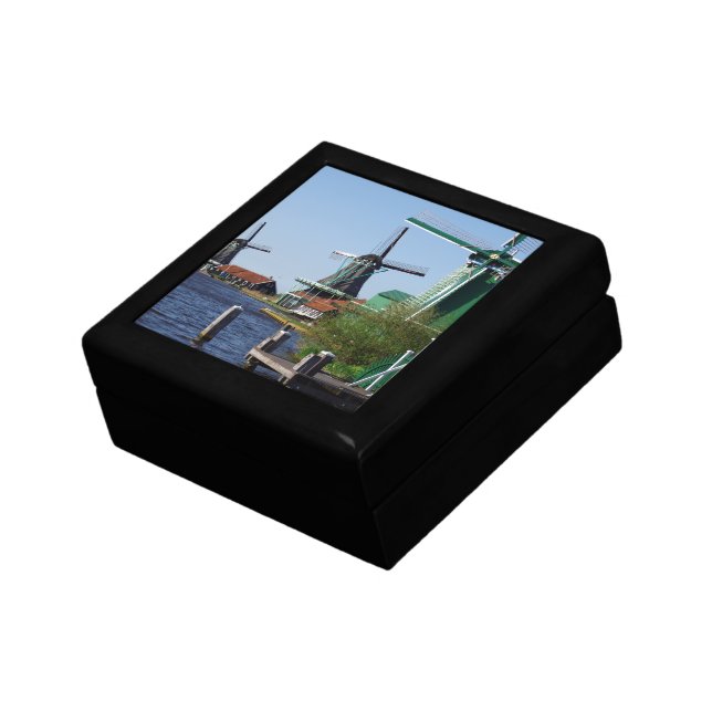 Historic Red Green White Wooden Dutch Windmills Gift Box (Side)