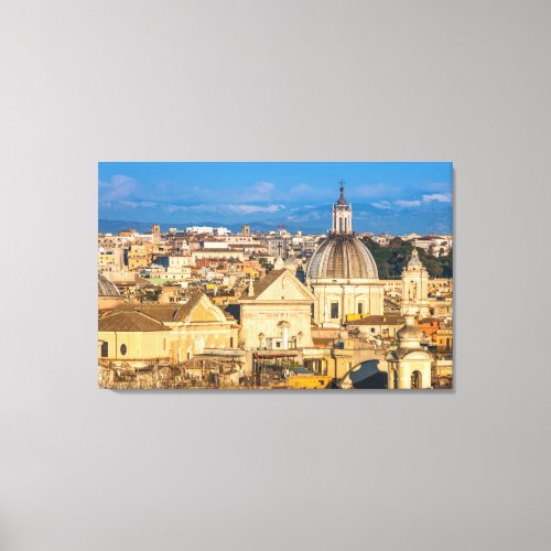 Historic Rome city skyline domes and spires Italy Canvas Print
