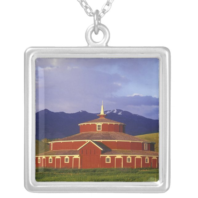 Historic Round Barn at Twin Bridges Montana Silver Plated Necklace (Front)