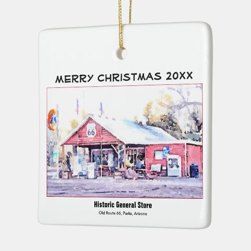 Historic Route 66 Arizona General Store Watercolor Ceramic Ornament