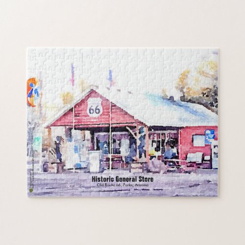Historic Route 66 Arizona General Store Watercolor Jigsaw Puzzle