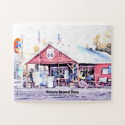 Historic Route 66 Arizona General Store Watercolor Jigsaw Puzzle