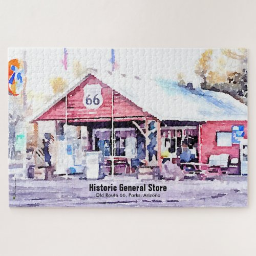 Historic Route 66 Arizona General Store Watercolor Jigsaw Puzzle