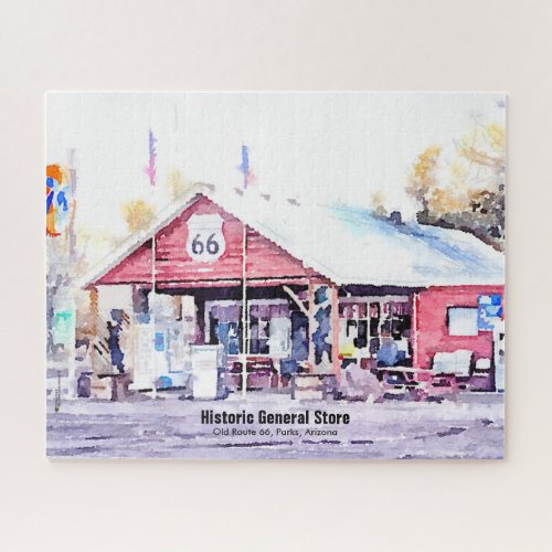 Historic Route 66 Arizona General Store Watercolor Jigsaw Puzzle