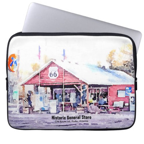 Historic Route 66 Arizona General Store Watercolor Laptop Sleeve