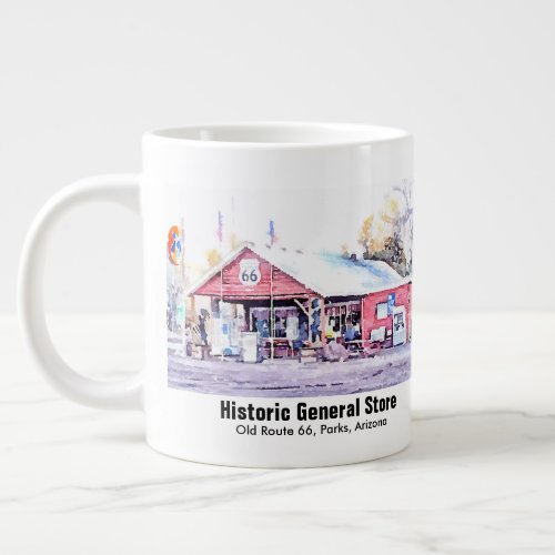 Historic Route 66 Arizona General Store Watercolor Large Coffee Mug