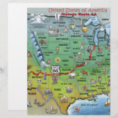Historic Route 66 Cartoon Map (Front/Back)