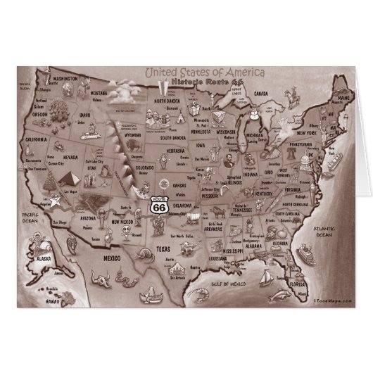 Historic Route 66 Cartoon Map Cards (Front Horizontal)