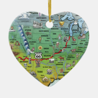 Historic Route 66 Cartoon Map Ceramic Ornament