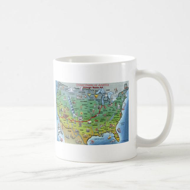 Historic Route 66 Cartoon Map Coffee Mug (Right)