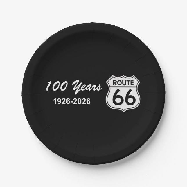 Historic Route 66 Centennial Paper Plates (Front)