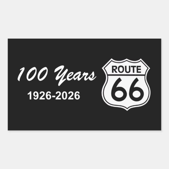 Historic Route 66 Centennial Rectangular Sticker (Front)