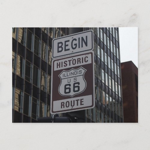 Historic Route 66 Chicago Sign Travel Postcard