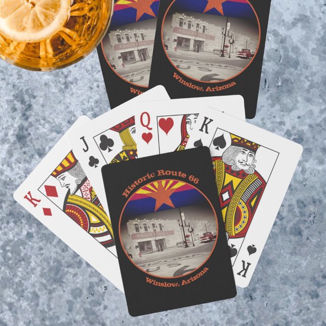 Historic Route 66 Destination Winslow Arizona Poker Cards (Winslow, Arizona along Route 66 vintage style playing card backs)