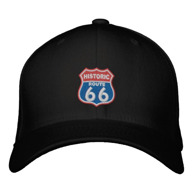 Historic Route 66 Embroidered Baseball Cap (Front)