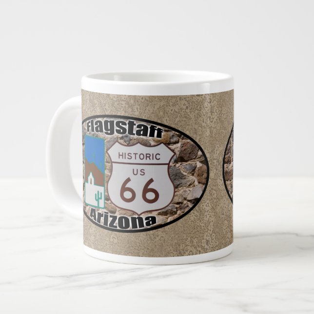 Historic Route 66 ~ Flagstaff, Arizona Large Coffee Mug (Front Left)