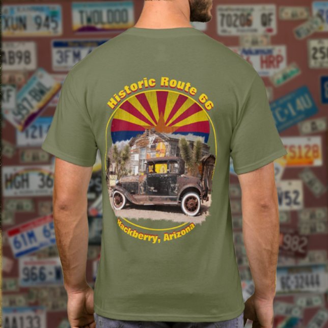 Historic Route 66 Hackberry, Arizona Back Design T-Shirt (Creator Uploaded)