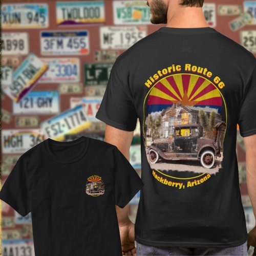 Historic Route 66 Hackberry Arizona Front Back T_Shirt