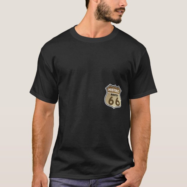 Historic Route 66  Highway Sign Pocket Print T-Shirt (Front)