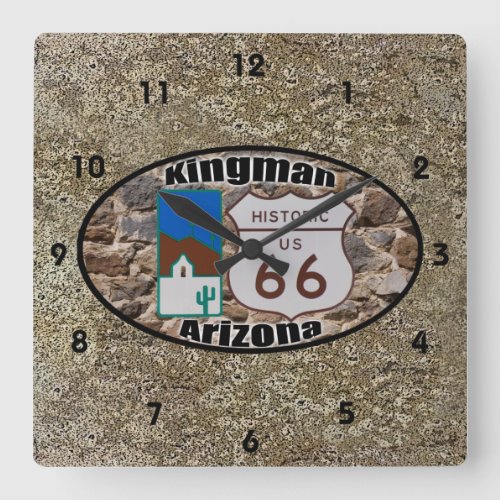 Historic Route 66  Kingman Arizona Square Wall Clock