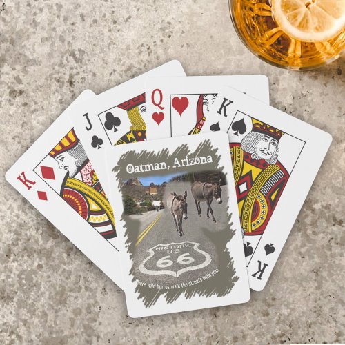 Historic Route 66 Oatman Arizona Burros On Street  Poker Cards