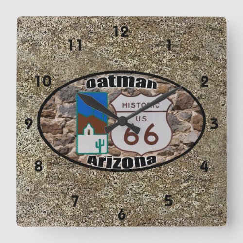 Historic Route 66  Oatman Arizona Square Wall Clock