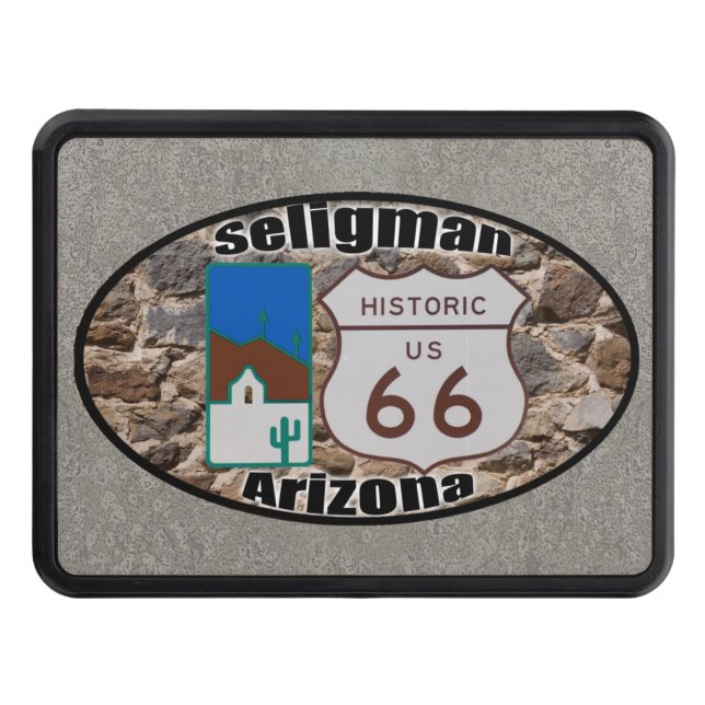 Historic Route 66 ~ Seligman, Arizona Trailer Hitch Cover (Front)